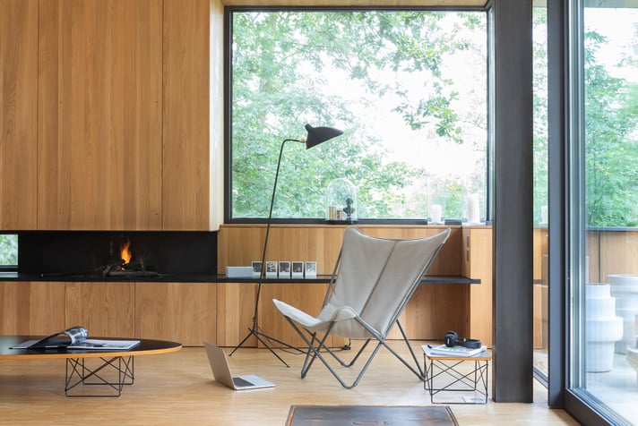For a modern living room, let natural light flood in