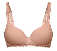 Shown is a spacer bra with underwire, comfort back, from the Natural Comfort Lace series.