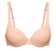 Shown is a molded cup bra with adjustable straps from the Sleek Skin series in the color rose.