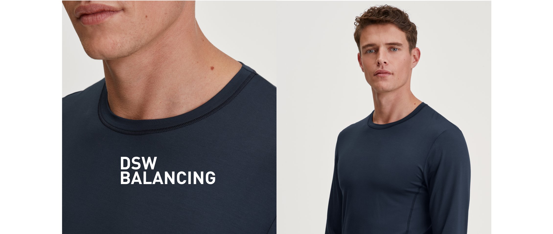 L’homme porte un t-shirt à manches longues de la série DSW Balancing.