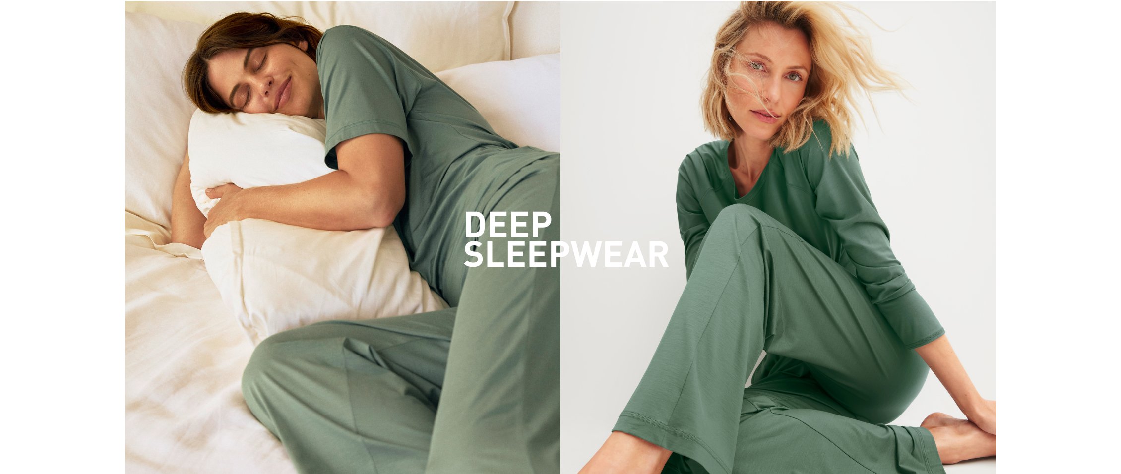 La femme porte un pyjama de la série DSW Balancing.