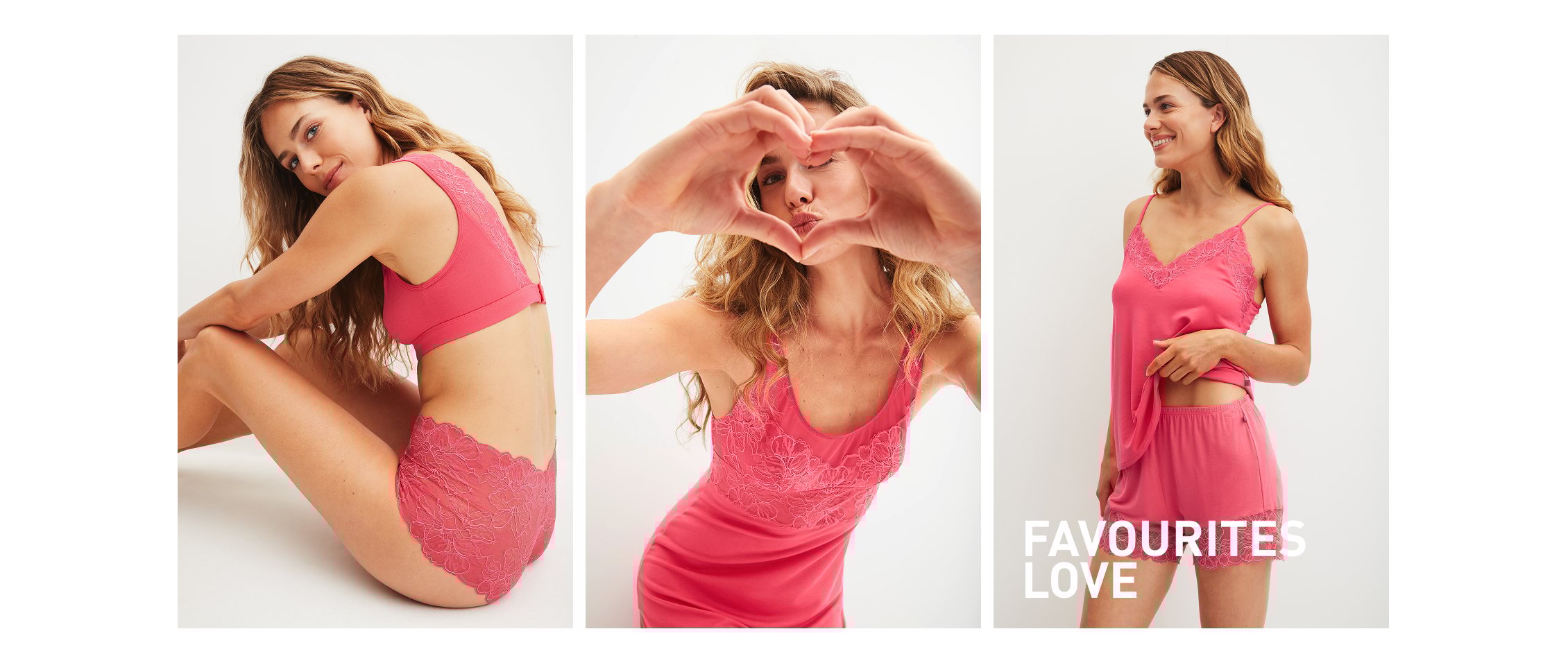 La femme porte des vêtements de nuit et de jour de la série Favourites Love.