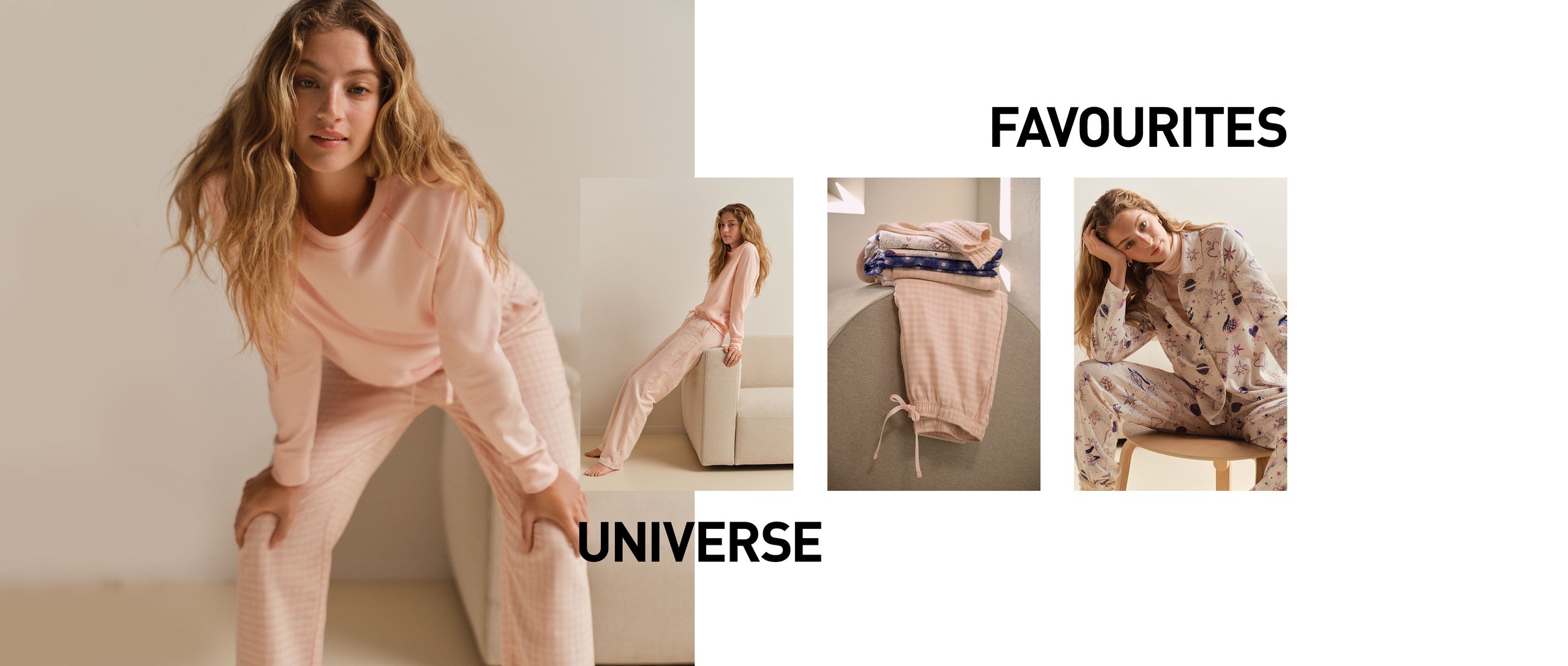 La femme porte un pyjama de la série de lingerie de nuit Favourites Sleep Rosa au design discret.