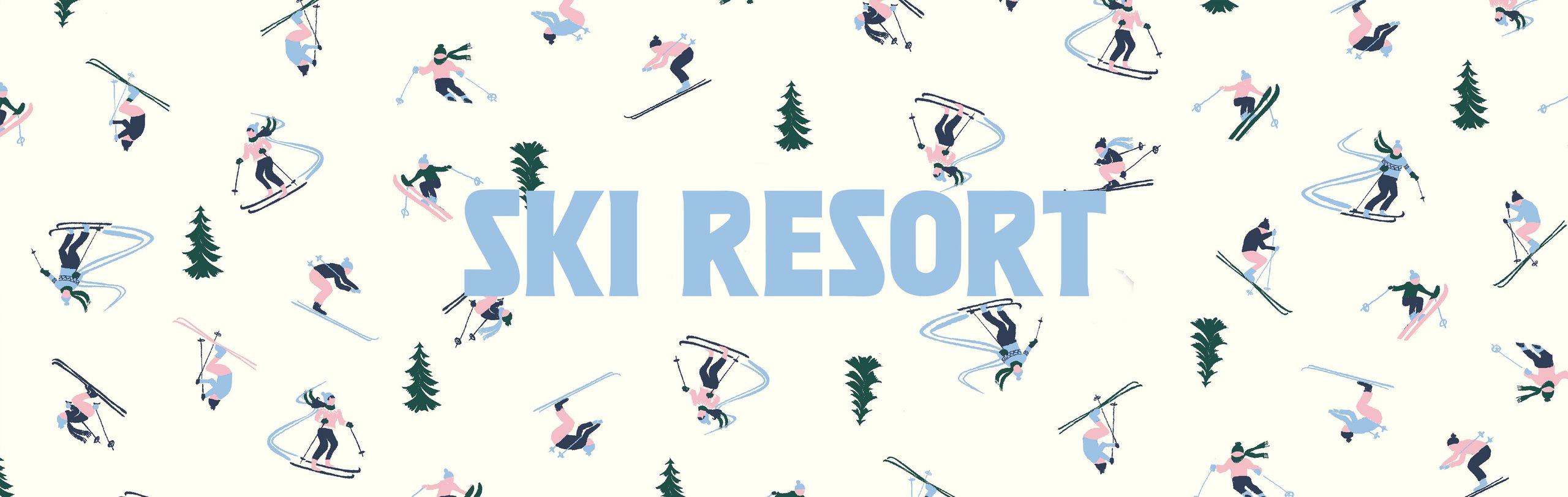 Skifahrer Print mit Text Ski Resort