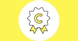 A yellow symbol with a handshake