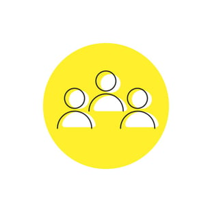 A yellow symbol with three people