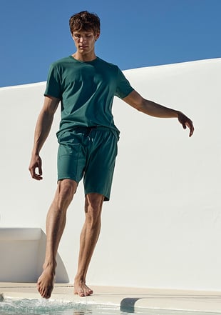Herren Nachtwäsche in Grüntönen aus Bio-Baumwolle zum Kombinieren.