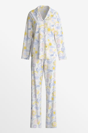 Pyjama pour femmes avec boutons ÉDITION 85 avec motif de soleils.