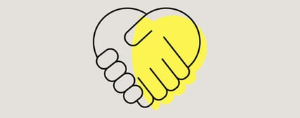 Un symbole jaune avec une pression de la main