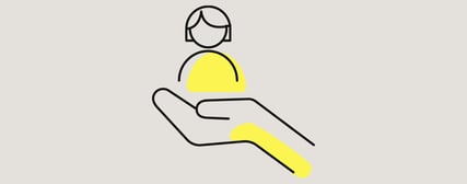 Un symbole jaune avec une pression de la main