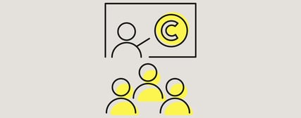 Un symbole jaune avec une pression de la main