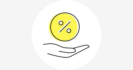 A yellow symbol with a handshake