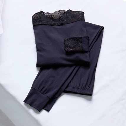 Pyjamas from your favourite Elegant Dreams range in dark blue.