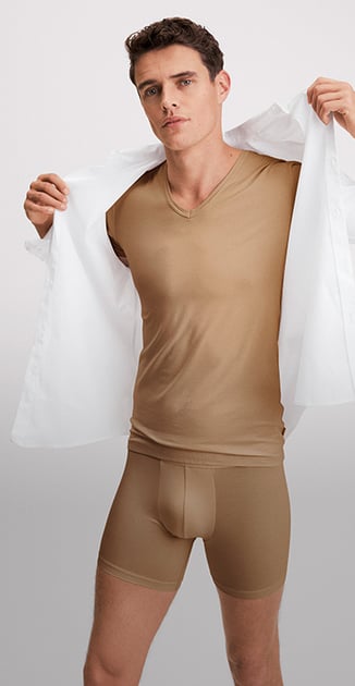 Men in cooling underwear set