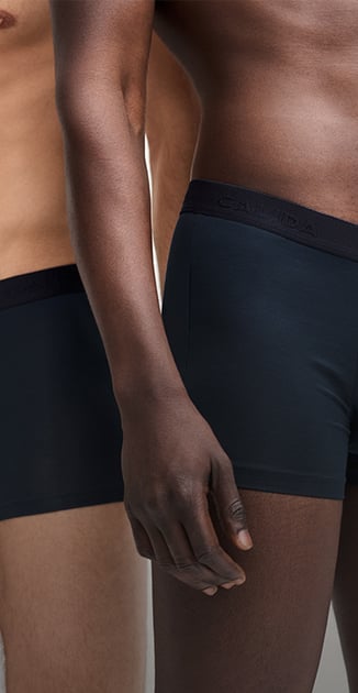 In the picture, two black boxer shorts can be seen.