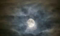 Moon behind dark clouds in a night sky – symbolic depiction of the Witching Hour