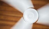 Ceiling fan in motion.